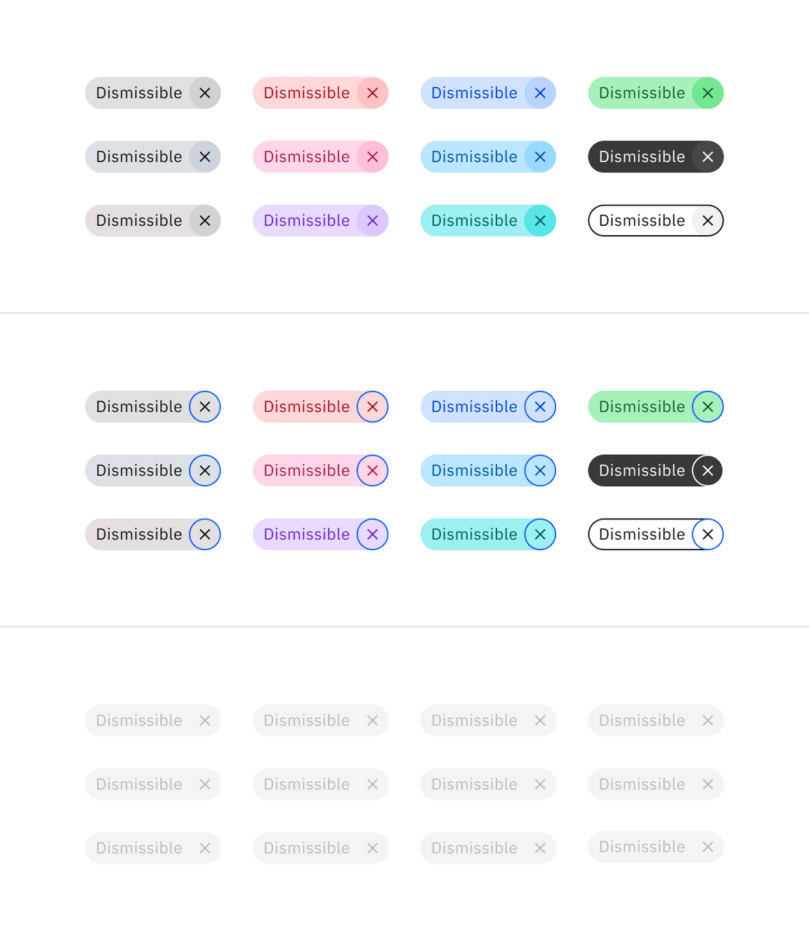 Dismissible tag interactive colors. Dismissible tag interactive colors.
